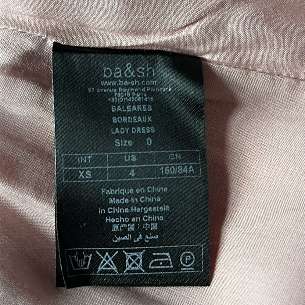 BA&SH Balearic Asymmetrical Dress Ruffled collar in Bordeaux Size 4US/XS NWT - Picture 13 of 16